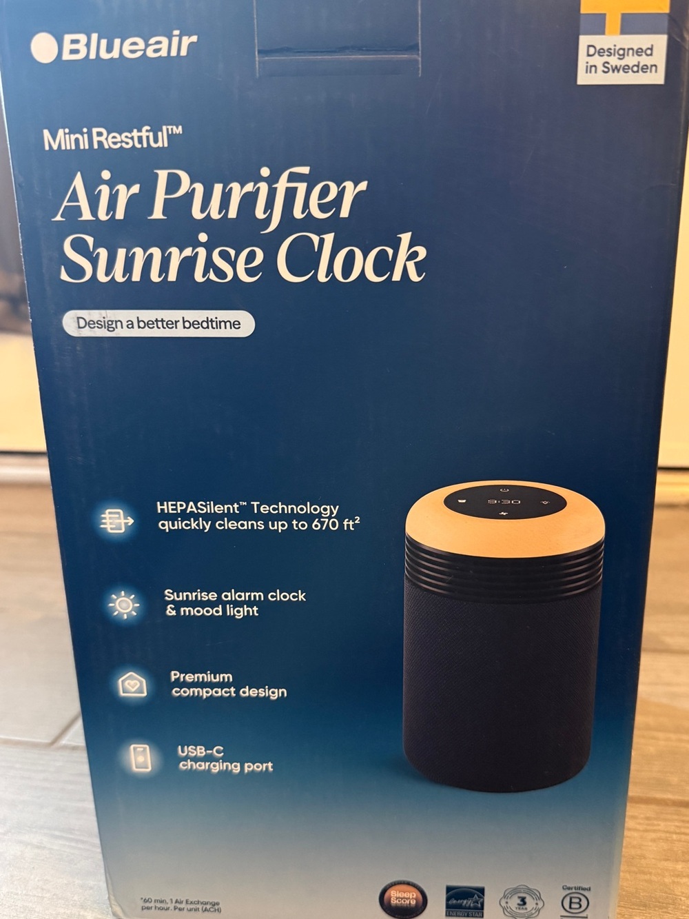 Blueair Mini Restful Air Purifier Sunrise Alarm Clock Navy NEW Open Box